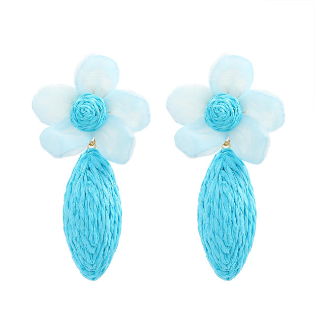 Summer colorful straw flower beach holiday earrings