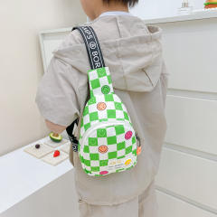 Summer colorful plaid pattern sling bag for kids
