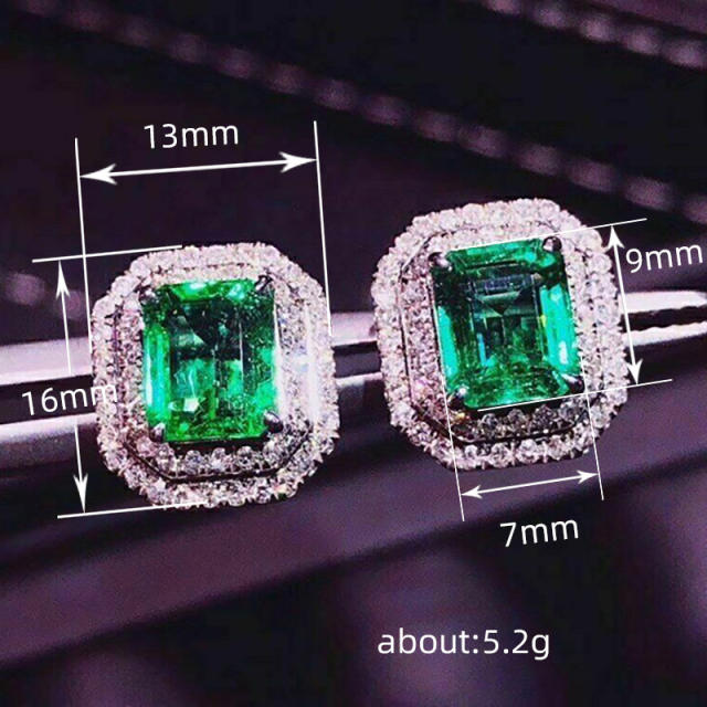 Elegant emerald cubic zircon statement earrings