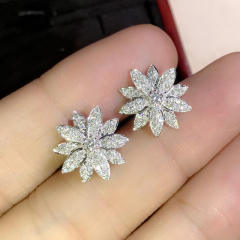 Delicate diamond snowflake studs earrings