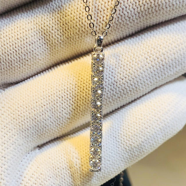 Delicate diamond bar pendant dainty necklace