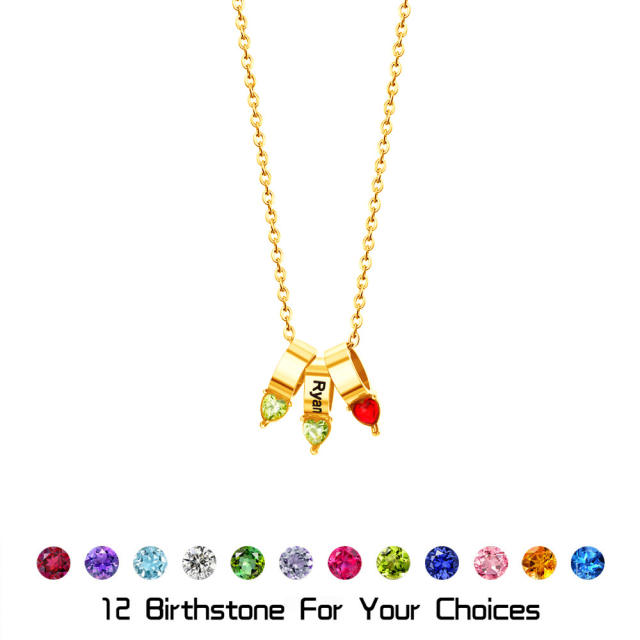 Hot sale personality engrave letter birthstone pendant mother's day necklace