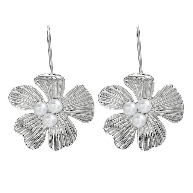Summer metal flower ear hook earrings