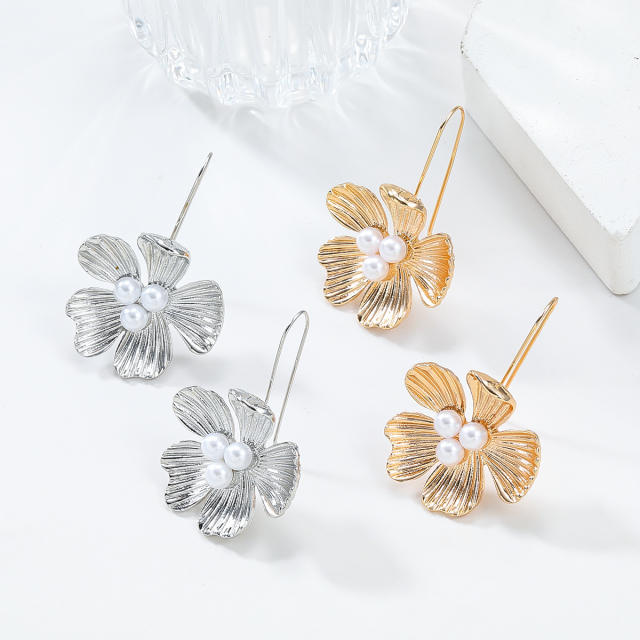 Summer metal flower ear hook earrings