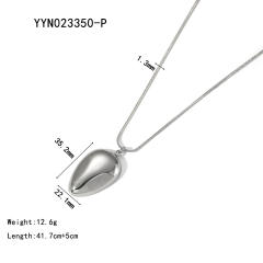 Chunky geometric pendant snake chain stainless steel necklace