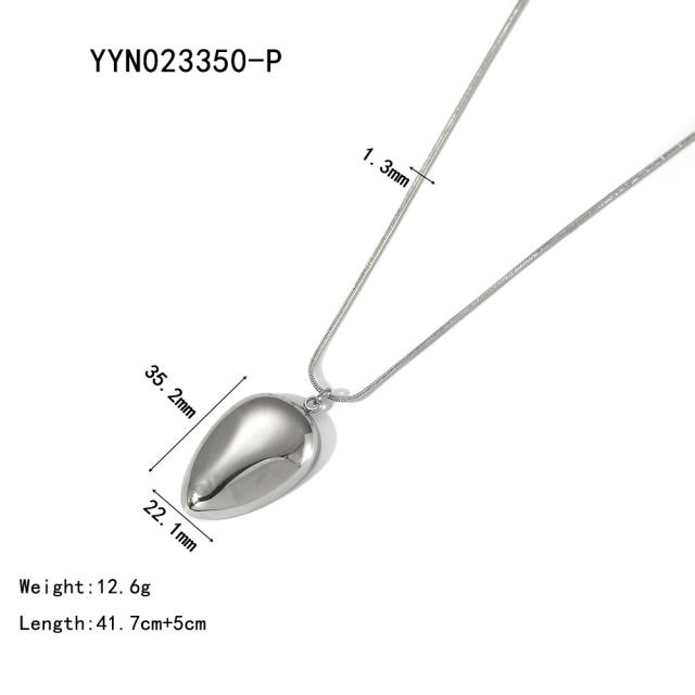 Chunky geometric pendant snake chain stainless steel necklace