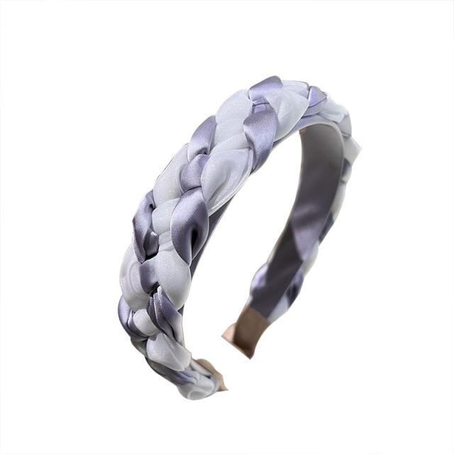 Elegant purple color satin material headband bow hair clips collection