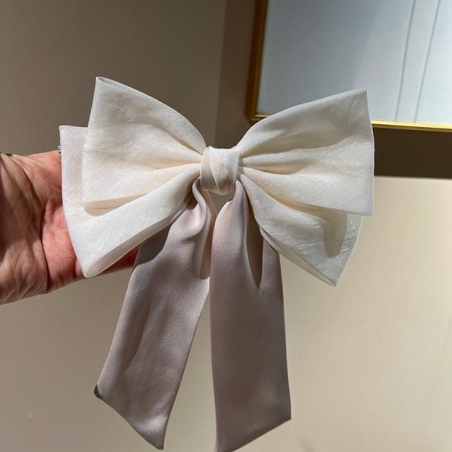 Summer elegant plain color chiffon bow french barrette hair clips