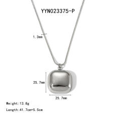 Chunky geometric pendant snake chain stainless steel necklace