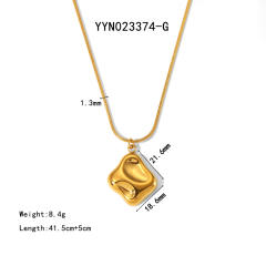Chunky geometric pendant snake chain stainless steel necklace