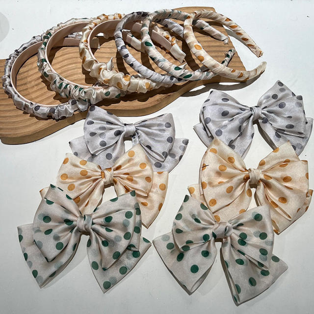 Spring design polka dots scrunchies headband