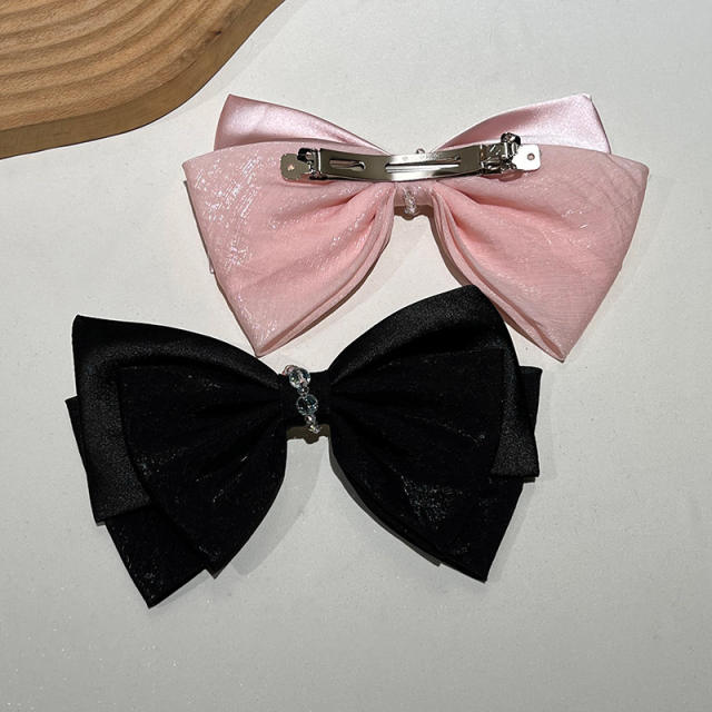 Summer elegant plain color chiffon bow french barrette hair clips