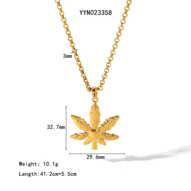 Creative summer design leaf shell pendant stainless steel dainty necklace
