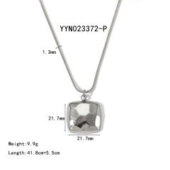 Chunky geometric pendant snake chain stainless steel necklace