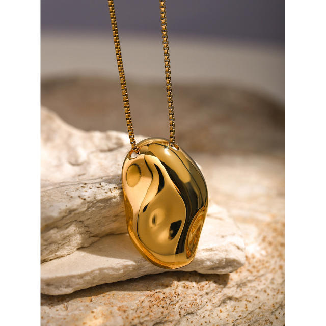 18KG chunky hammer pattern pendant stainless steel necklace