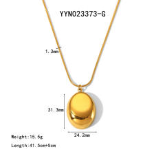 Chunky geometric pendant snake chain stainless steel necklace