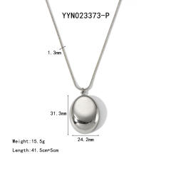 Chunky geometric pendant snake chain stainless steel necklace