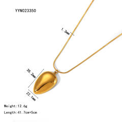 Chunky geometric pendant snake chain stainless steel necklace