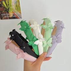 Korean fashion plain color butterfly padded headband