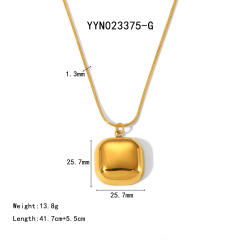 Chunky geometric pendant snake chain stainless steel necklace