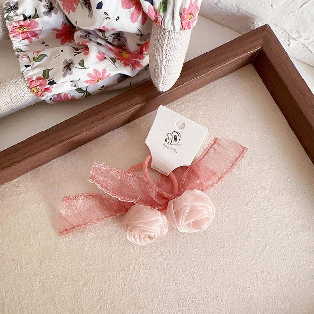 Sweet orange pink color bow hair clips for kids
