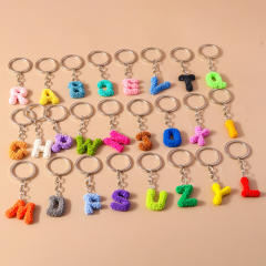 Summer creative rose flower resin initial letter keychain