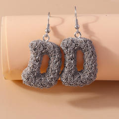 Creative rose flower initial letter summer earrings