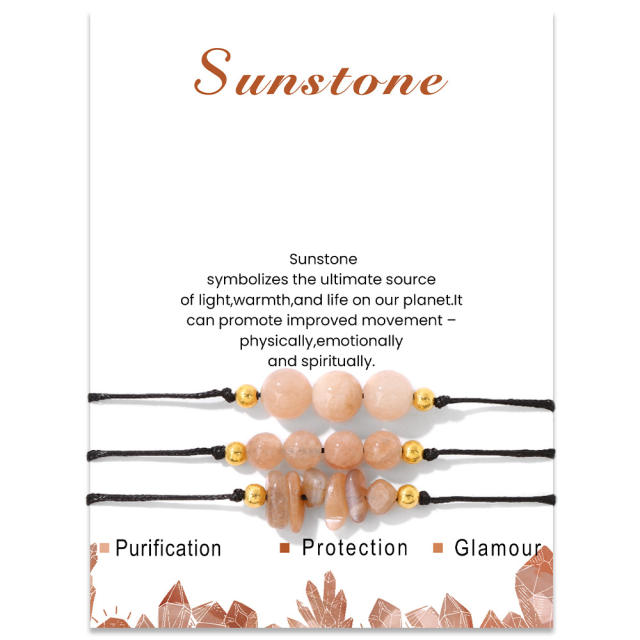 3pcs natural stone beaded best friends bracelet with card