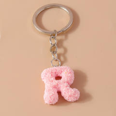 Summer creative rose flower resin initial letter keychain
