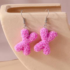 Creative rose flower initial letter summer earrings