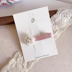French trend pink pearl beaded bow hair clips for kids