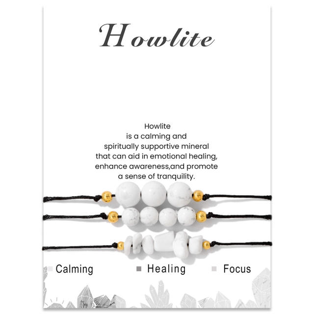 3pcs natural stone beaded best friends bracelet with card