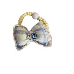 Sweet blue color plaid bow flower hair clips for kids