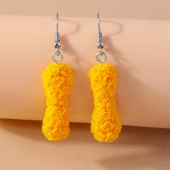 Creative rose flower initial letter summer earrings
