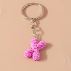 Summer creative rose flower resin initial letter keychain