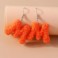 Creative rose flower initial letter summer earrings