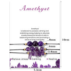 3pcs natural stone beaded best friends bracelet with card