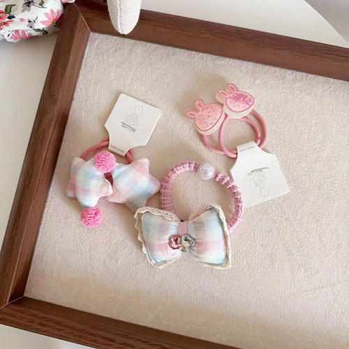 Sweet pink plaid bow hair clips for kids