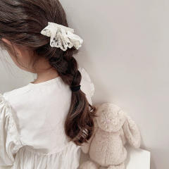 French trend pink pearl beaded bow hair clips for kids