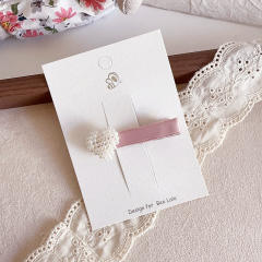 French trend pink pearl beaded bow hair clips for kids