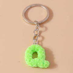 Summer creative rose flower resin initial letter keychain