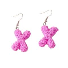 Creative rose flower initial letter summer earrings