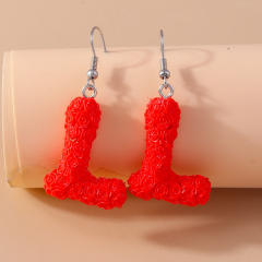 Creative rose flower initial letter summer earrings
