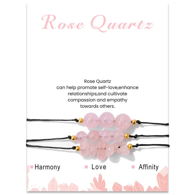 3pcs natural stone beaded best friends bracelet with card