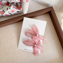 Sweet orange pink color bow hair clips for kids