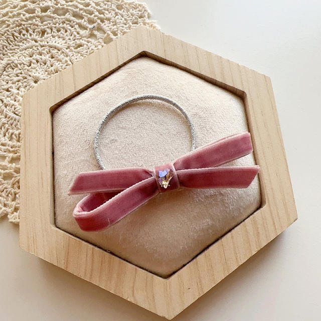 Korean fashion sweet pink color beaded bow flower hair clips for kids