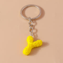 Summer creative rose flower resin initial letter keychain