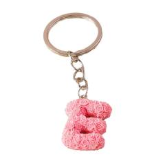 Summer creative rose flower resin initial letter keychain
