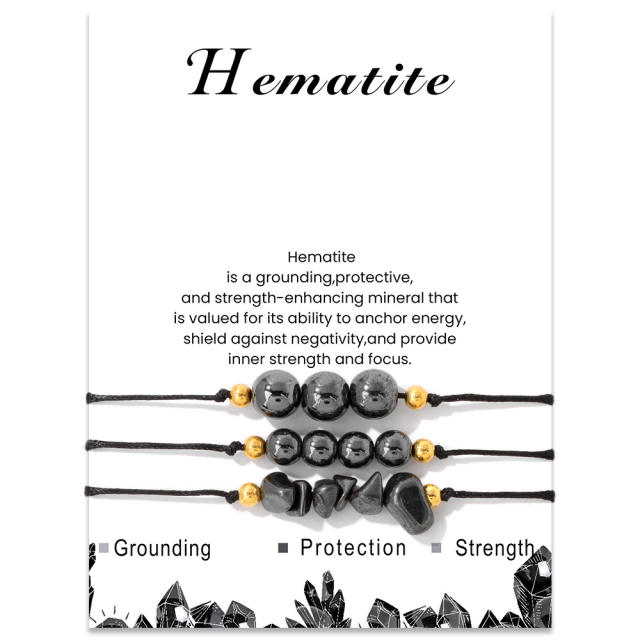 3pcs natural stone beaded best friends bracelet with card
