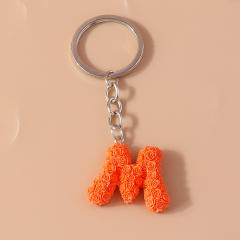 Summer creative rose flower resin initial letter keychain